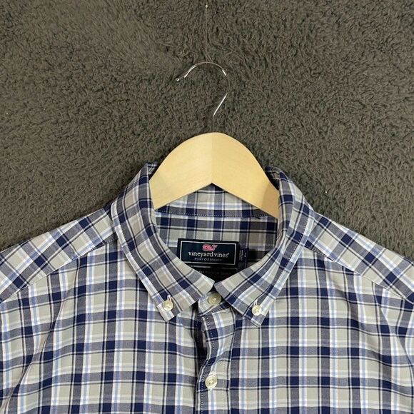 Vineyard Vines Shirt Mens Large Blue Plaid Performance Classic Fit Tucker - Picture 3 of 12